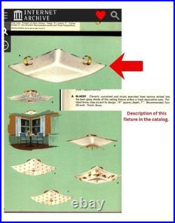 Ultra Rare Vintage 1959 XL Pair 19in mid century modern Moe lighting fixtures