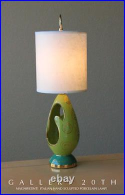 Ultra-rare! C. A. L. Italy Biomorphic Lamp! MID Century Modern Green Vtg Atomic