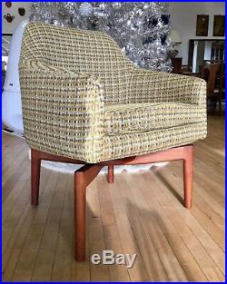 Ultra-rare Jens Risom Accent Chair with Walnut Spider Legs, Mid-century Modern MCM