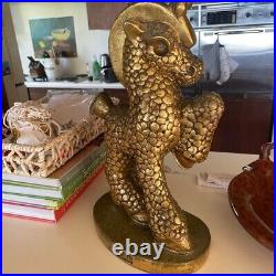 Unicorn Statue Reglor California Mid Century Modern Artist Stamped Rare Gold
