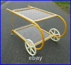 VERY RARE LARGE MEMPHIS STYLE BAR CART TROLLEY BY EMU ITALY 1980s YELLOW