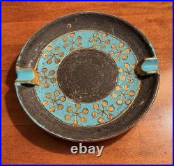 VINTAGE ALDO LONDI BITOSSI ITALY MCM Atomic Ashtray Turquoise Gold Black Rare