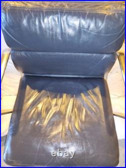 VINTAGE EAMES SOFT PAD Managerial RARE color BLUE GREY cool tone LEATHER chair