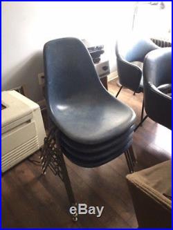 VINTAGE Herman miller eames fiberglass side chair cerulean blue RARE SET OF 4