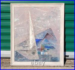 VINTAGE MID CENTURY MODERN MCM 1950s ABSTRACT OIL ON GRAPHITE SIGNED RARE