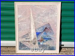 VINTAGE MID CENTURY MODERN MCM 1950s ABSTRACT OIL ON GRAPHITE SIGNED RARE