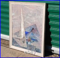 VINTAGE MID CENTURY MODERN MCM 1950s ABSTRACT OIL ON GRAPHITE SIGNED RARE