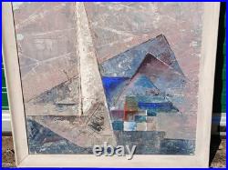 VINTAGE MID CENTURY MODERN MCM 1950s ABSTRACT OIL ON GRAPHITE SIGNED RARE