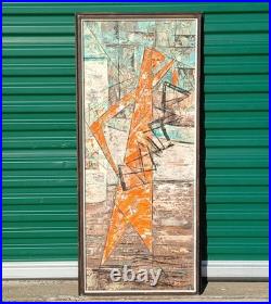 VINTAGE MID CENTURY MODERN MCM 1960s ABSTRACT OIL ON GRAPHITE SIGNED RARE