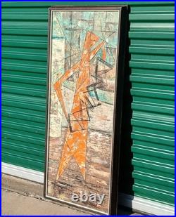 VINTAGE MID CENTURY MODERN MCM 1960s ABSTRACT OIL ON GRAPHITE SIGNED RARE