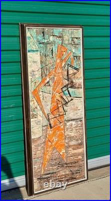 VINTAGE MID CENTURY MODERN MCM 1960s ABSTRACT OIL ON GRAPHITE SIGNED RARE