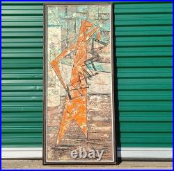 VINTAGE MID CENTURY MODERN MCM 1960s ABSTRACT OIL ON GRAPHITE SIGNED RARE