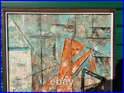 VINTAGE MID CENTURY MODERN MCM 1960s ABSTRACT OIL ON GRAPHITE SIGNED RARE