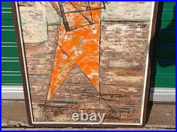 VINTAGE MID CENTURY MODERN MCM 1960s ABSTRACT OIL ON GRAPHITE SIGNED RARE