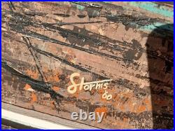 VINTAGE MID CENTURY MODERN MCM 1960s ABSTRACT OIL ON GRAPHITE SIGNED RARE