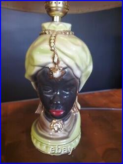 VINTAGE Rare Blackamoor Nubian Head Lamp with ORIGINAL SHADE 1950s