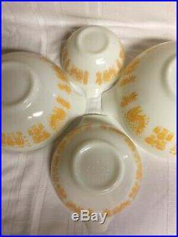 VIntage RARE Pyrex Orange Yellow Amish Butterprint Cinderella Bowls Set (4)