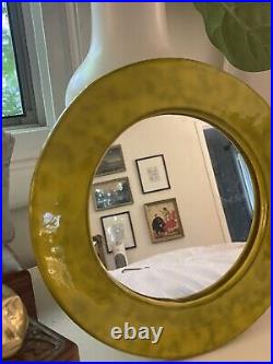 VTG Italian Mid-Century Modern Ceramic Yellow Glazed Mirror Francois Lembo Rare