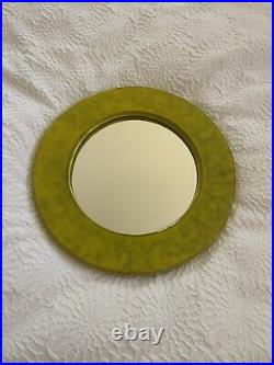 VTG Italian Mid-Century Modern Ceramic Yellow Glazed Mirror Francois Lembo Rare