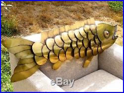 VTG Large Welded 41 CURTIS JERE BRASS FISH WALL ART SCULPTURE Mid Century RARE