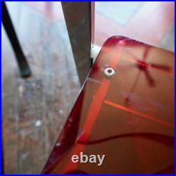 VTG Lucite Chrome Acrylic Folding Chair RARE Red Cherry Apple MCM Atomic Kitchen
