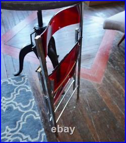 VTG Lucite Chrome Acrylic Folding Chair RARE Red Cherry Apple MCM Atomic Kitchen