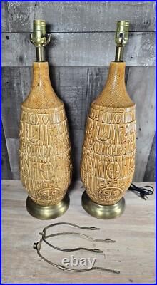 VTG Mid Century Modern Brutalist Glyph Lamp Aztec Style Relief Sculpture RARE