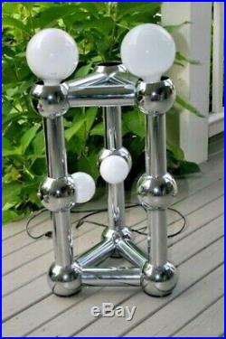 VTG Mid Century Modern Chrome Eyeball Ball Table Floor Lamp Attrib Sonneman Rare