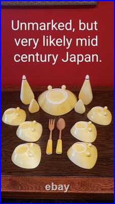 VTG Mid Century Modern Mushroom Pattern Ceramic Serving Set 13 Pieces VERY RARE