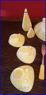 VTG Mid Century Modern Mushroom Pattern Ceramic Serving Set 13 Pieces VERY RARE