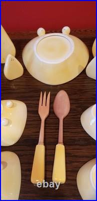 VTG Mid Century Modern Mushroom Pattern Ceramic Serving Set 13 Pieces VERY RARE