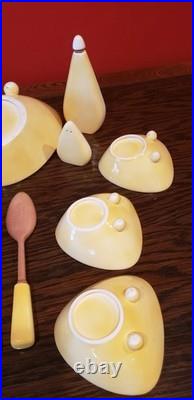 VTG Mid Century Modern Mushroom Pattern Ceramic Serving Set 13 Pieces VERY RARE