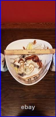 VTG Mid Century Modern Mushroom Pattern Ceramic Serving Set 13 Pieces VERY RARE