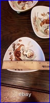 VTG Mid Century Modern Mushroom Pattern Ceramic Serving Set 13 Pieces VERY RARE