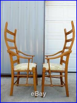 VTG Mid Century TALL CURVED LADDER BACK DINING CHAIRS SET by LANE Gio Ponti RARE