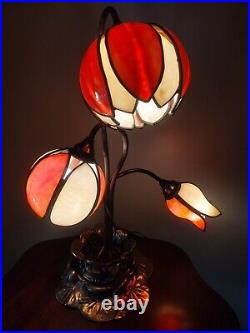 VTG. Rare Unique ART NOUVEAU MCM 3 Water Lily Brass Slag Table Lamp Light NICE