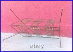 V. RARE Mid Century Modern Brass Finish Magazine Rack V. Strong SOLID WELDED