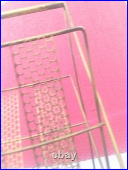 V. RARE Mid Century Modern Brass Finish Magazine Rack V. Strong SOLID WELDED