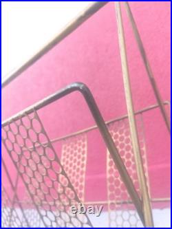 V. RARE Mid Century Modern Brass Finish Magazine Rack V. Strong SOLID WELDED