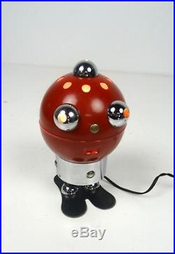 Very Rare 70s MID Century Robot Tin Table Lamp Space Age Vintage Futurism