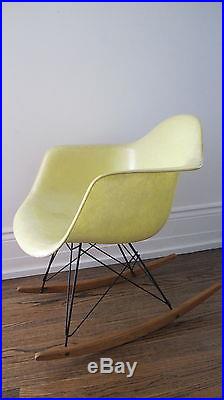Very Rare Eames Zenith Rocker Chair Rope Edge Lemon Yellow