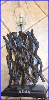 Very Rare Faux Bois Taple Lamp Midcentury Modern Style Unbranded With Finial