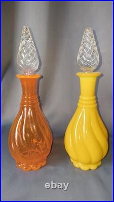 Very Rare Imperial Glass Mid Century Modern MCM Decanters Orange & Opaque Yellow