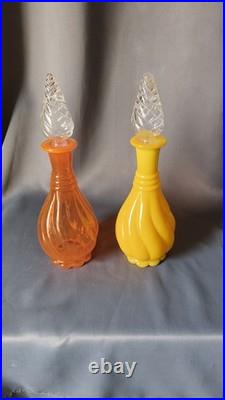 Very Rare Imperial Glass Mid Century Modern MCM Decanters Orange & Opaque Yellow