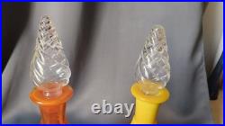 Very Rare Imperial Glass Mid Century Modern MCM Decanters Orange & Opaque Yellow