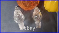 Very Rare Imperial Glass Mid Century Modern MCM Decanters Orange & Opaque Yellow