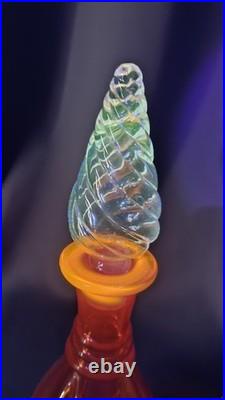 Very Rare Imperial Glass Mid Century Modern MCM Decanters Orange & Opaque Yellow