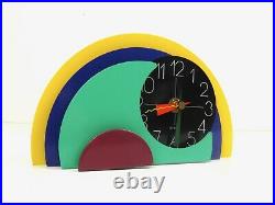 Very Rare MID Century Colorful Italian Memphis Postmodern Table Clock 1980 Art