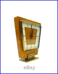 Very Rare Stunning MID Century Modernism Teak Table Clock Vintage 1960