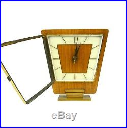 Very Rare Stunning MID Century Modernism Teak Table Clock Vintage 1960
